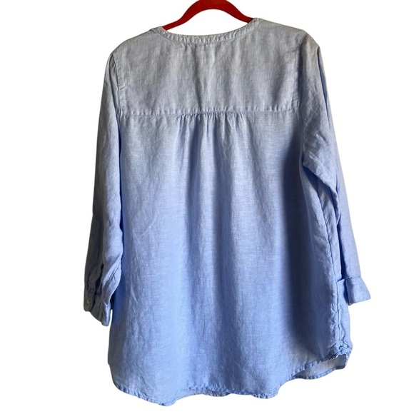 Sigrid Olsen Sky Blue Linen Button Up Pocketed Tunic Shirt Lagenlook Resort XXL - Picture 5 of 16